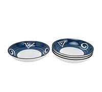 Fdit Juego de 4 Cuencos Japoneses, Cuencos de Porcelana con Diseño Azul y Blanco para Sopa, Ensalada, Pasta, Aptos para Lavavajillas y Ecológicos, de Cerámica de Estilo