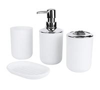 Fdit Juego de Accesorios de Baño, 4 Piezas de Plástico, Taza de Almacenamiento, Plato de Enjuague con Tecnología Moderna de Galvanoplastia, para Organización y Decoración del (White)