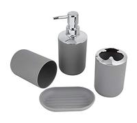 Fdit Juego de Accesorios de Baño, 4 Piezas de Plástico, Taza de Almacenamiento, Plato de Enjuague con Tecnología Moderna de Galvanoplastia, para Organización y Decoración del (Grey)
