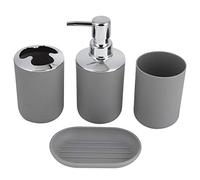 Fdit Juego de Accesorios de Baño, Dispensador de de Plástico de 5 Piezas, Taza de Almacenamiento, Taza de Enjuague, Jabonera, Kit de Baño Galvanizado para Fregadero (Grey)