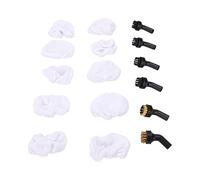 Fdit Juego de Accesorios para Limpiador a, Kit de Cepillos de 16 Piezas con 2 Detalles, 2 Cepillos Grandes y Dos de Latón, 10 Paños de Limpieza para Lechada de Azulejos de Trapeador