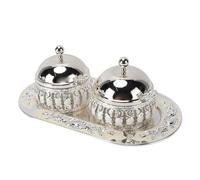 Fdit Juego de Azucarero, Tarro de Acero Inoxidable de Vidrio Geométrico en Relieve Nórdico con Tapa de Cuchara y Bandeja de Almacenamiento para Condimentos de Sal