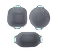 Fdit Juego de Bandejas para Hornear de Silicona, 3 Piezas de Moldes para Pan con Formas Redondas Ovaladas Cuadradas, Moldes para Pasteles de Silicona Antiadherentes con Asas