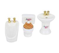 Fdit Juego de Baño de Casa de Muñecas 1:24, Kit de Lavabo de Cerámica de Simulación con Cadena de Metal y Tapa de Madera para Decoración de Escena de Baño de Casa de Muñecas en (Rosa)