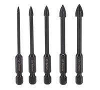 Fdit Juego de Brocas de Carburo YG6X, 3 Mm, 4 Mm, 5, 6, 7, Brocas para Espejos de Vidrio para Azulejos de Cemento, con Diseño de ángulo Transversal para Perforación Pulida (BLACK)