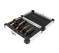 Fdit Juego de Brocas Escalonadas de Cobalto, 5 Piezas, Broca de Flauta Recta Métrica HSS con Estuche Acolchado de Desbarbado de Arranque Automático para Taladrar Acero, Latón, Madera