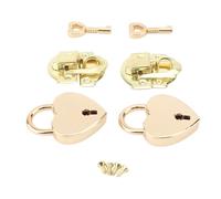 Fdit Juego de Candado y Cerrojo de Corazón Antiguo para Cajas de Madera, Construcción de Aleación de Zinc, Kit Completo de Pestillo para Manualidades, Joyeros y Reparación de (YELLOW)