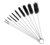 Fdit Juego de Cepillos para Limpieza de Biberones Kit de Cepillos de Nailon de 10 Piezas de 2 a 24 Mm de Diámetro con Llavero Desmontable para Limpiar Biberones Estrechos Boquilla (Black)