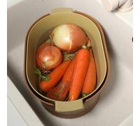 Fdit Juego de Colador de Drenaje de Cocina de Doble Capa, Diseño de Mayor Capacidad, Práctico para Varios Ingredientes, Material Plástico Duradero (Marrón Grande)