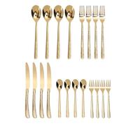Fdit Juego de Cubiertos Martillados, 20 Piezas, Juego de Cubiertos de Acero Inoxidable 18/10 para 4 Personas, de para Boda, Restaurante y Fiesta (GOLD)