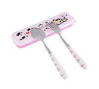 Fdit Juego de Cuchara y Tenedor de Acero Inoxidable, Vajilla con Acabado Cepillado de 7,6 Pulgadas con Caja de Almacenamiento, Utensilios de 2,5 Mm de Grosor para el Hogar, (PINK)