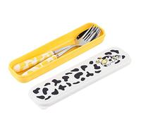 Fdit Juego de Cuchara y Tenedor de Acero Inoxidable, Vajilla con Acabado Cepillado de 7,6 Pulgadas con Caja de Almacenamiento, Utensilios de 2,5 Mm de Grosor para el Hogar, (YELLOW)