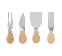 Fdit Juego de Cuchillos para Queso de Acero Inoxidable, Juego de Cortador y Cortador de Cuchillos para Cortar Queso con de Madera con Diseño Ecológico, para Amantes del