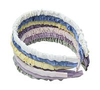 Fdit Juego de Diademas para el Cabello con Movimiento de Satén Colorido para Mujer, Diadema de Seda Fina Antideslizante para Todos los Peinados, 7 Piezas Plisadas para Niñas para Trajes Diarios y