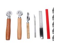 Fdit Juego de Herramientas para Plegar Cartón, Kit de Puntuación con 3 Ruedas, Lápiz de Regla de Acero Inoxidable, Ergonómico de Madera para Manualidades de Cartón Corrugado