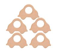 Fdit Juego de Mordedores de Madera Natural para Bebés, 5 Piezas, Juguetes de Dentición de Madera Maciza de Haya para Bebés de 0 a 12 Meses, Anillos Sensoriales Montessori para (Tipo 3)