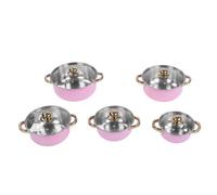 Fdit Juego de Ollas de Acero Inoxidable de 5 Piezas con Tapas, Distribución Uniforme del Calor para Cocinar en la Cocina Casera, Ollas Inoxidables con Asas de Tacto Frío para Uso en