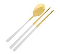 Fdit Juego de Palillos y Cuchara de Acero Inoxidable, Vajilla Reutilizable con Acabado Ecológico No Tóxico, Ideal para Banquetes, Fiestas, Cenas Familiares, Oficina y (Cucharas palillos de platino)