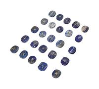 Fdit Juego de Piedras Rúnicas Naturales, 25 Antiguas Runas Futhark Grabadas con Letras Doradas para Meditación, Adivinación y Oración, con Piedra en Blanco para Regalar (lapislázuli)