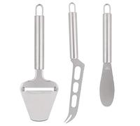 Fdit Juego de Raspador de Mantequilla con Cuchillo Cortador de Queso de Acero Inoxidable de 3 Piezas, Herramientas de Cocina Multifuncionales con Orificios para Colgar, para Uso