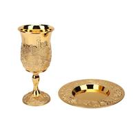 Fdit Juego de Tazas Kiddush, Copa de Vino Alta con Tallo de Estilo Europeo para Bodas, Ceremonias, Cenas, Reuniones, Decoración, Regalo (color dorado)