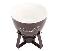 Fdit Juego de Tazas para Fondue de Chocolate, Taza de Cerámica para Derretir con Soporte de Metal y Tenedor para Mojar, Calentador de Velas para Chocolate, Queso y Caramelo (BROWN)