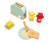 Fdit Juego de Tostadora Emergente de Madera, 10 Piezas, Juego de Cocina, Juguetes de Cocina para Niños, Accesorios de para Niños con Pan, Mantequilla, Huevo y Cuchillo para