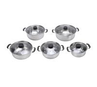 Fdit Juego de Utensilios de Cocina de Acero Inoxidable de 5 Piezas, Ollas con Tapas de Vidrio, Juego de Cocina de, de Ollas Premium con Cubiertas Transparentes para