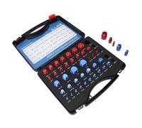 Fdit Juego Versátil de Calibres de Rosca para Tuercas y Pernos para un Dimensionamiento Preciso en un Elegante Diseño Rojo y Azul, Material de Aluminio, 44 piezas