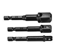 Fdit Juegos de enchufes hexagonales, Juegos de adaptadores de enchufes de arnés Alto 3 Piezas para Destornillador eléctrico para Taladro eléctrico para Destornillador neumático(Black)