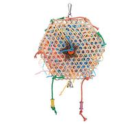 Fdit Juguete De Aves Bambú Natural Juguete para Loro Interactivo Mordedura De Masticar Tiras De Papel Jaula Divertida Colgando Juguetes De Oscilación con Pequeña Campana para Pájaros