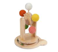Fdit Juguete de Bola para Gato con Base Giratoria de Madera, Pelota para Rascar de Autoentretenimiento Duradera, Juguete para el Hogar con Parche Adhesivo para Amantes de los Gatos