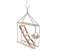 Fdit Juguete de Columpio con Escalera para Pájaros de Madera con Cuentas Multicolores, Columpio Colgante Fácil de Instalar para Entrenamiento, Juguete Decorativo para Propietarios de Jaulas de Pájaros