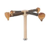 Fdit Juguete de Madera Resistente para Loros con Diseño Giratorio, Soporte de Ejercicio para Pájaros Hecho a Mano con Juguete para Masticar, para Juegos Interactivos, Madera de Haya/de Pino