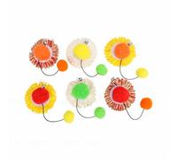 Fdit Juguete de Reemplazo de Varita para Gatos de 6 Piezas, Juguete Interactivo para Gatos con Girasol y Bola de Pompón, Accesorio de para Mascotas de Poliéster para Juegos (3 Colores 6 Paquetes)