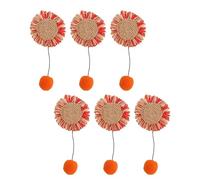 Fdit Juguete de Repuesto para Varita de Gato, Paquete de 6, Juguete Interactivo de Girasol con Pompón Colgante, Accesorio de para Mascotas de Poliéster para Jugar con Varita (Rojo)