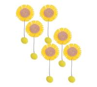 Fdit Juguete de Repuesto para Varita de Gato, Paquete de 6, Juguete Interactivo de Girasol con Pompón Colgante, Accesorio de para Mascotas de Poliéster para Jugar con Varita (Yellow)