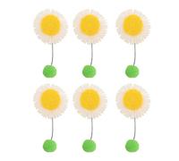 Fdit Juguete de Repuesto para Varita de Gato, Paquete de 6, Juguete Interactivo de Girasol con Pompón Colgante, Accesorio de para Mascotas de Poliéster para Jugar con Varita (White)
