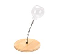 Fdit Juguete Dispensador Interactivo de Golosinas para Gatos, Bola de Rompecabezas de Alimentación Lenta con Base de Madera, Varilla de Resorte para (JH Basic, Bola liofilizada con Orificio Grande)