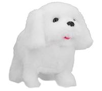 Fdit Juguete Electrónico Interactivo de Peluche para Perros con Que Ladra y Mueve para Niños, Material de Felpa Suave y Cómodo, para Entrenamiento del Lenguaje Calmante Emocional (bichón Blanco)