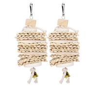 Fdit Juguete Natural para Masticar Pájaros con Campana y Accesorios Colgantes para Loros, Cáscara de Maíz, Sepia, Hueso, Lufa, Resistente a Las Mordeduras, Juego de Perca Destructible