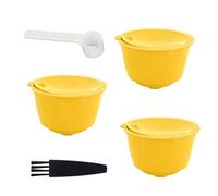 Fdit Kit de Cápsulas de café Reutilizables con Filtro de Cápsulas de café con Cepillo de Cuchara para Máquinas Grado Alimenticio PP 304 Acero Inoxidable Fácil (3 tazas + 1 cuchara + 1 cepillo)