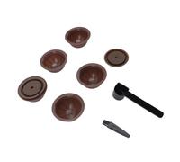 Fdit Kit de Cápsulas Reutilizables Juego de Cápsulas de café Recargables para Máquinas con 5 Vacías 2 Tapas de Silicona Cepillo Redondo Accesorios para DIY (Café)