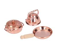 Fdit Kit de Cocina en Miniatura para Casa de Muñecas de Bronce, Juego de Ollas de Metal para Casa de Muñecas 1/12, Accesorios para de y Decoración de Juegos para Niños
