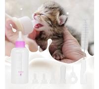 Fdit Kit de Cuidado para Leche para Leche para Mascotas: 6 Piezas/Conjunto de 60 Ml de Botellas de Suministro de Energía, Cuerpo Transparente, Adecuado para Perros Pequeños, con 4 Reservas de