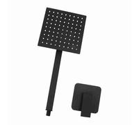 Fdit Kit de Ducha de Lluvia Cuadrado, Cabezal de Ducha de Acero Inoxidable de Latón Mate Negro con Manija única para Baño y Hogar