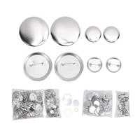 Fdit Kit de Insignias de Botones de Metal en Blanco, 200 Juegos de Piezas de Botones de Aleación de Aluminio de 5,8 Cm y 3,2 Cm con Películas, Placas Posteriores, Suministros para