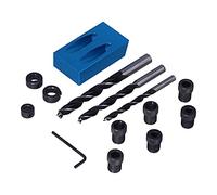 Fdit Kit de Perforación Angular de 15° 14 Piezas, Guía de Taladro con 3 Brocas de 6 Mm, 8 Mm y 10 para Carpintería y Montaje de Muebles