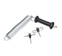 Fdit Kit de Puerta de Cerca Eléctrica, Juego de Manijas de Cerca Eléctrica Hierro PP Accesorio de Puerta de Resorte Animal de 5 Metros con Manija Clavo Aislado para Ganado