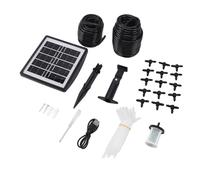 Fdit Kit de Riego por Goteo Automático Solar, de Riego con Energía Solar con 6 Modos de Sincronización y Batería de 2000 MAh, para Plantas de Patio, Jardín, Balcón, Interior y Exterior